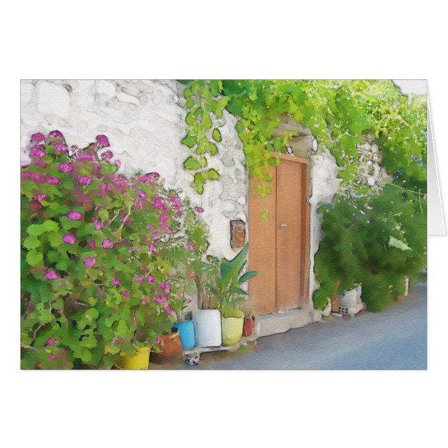 Cartão Vista de rua de aquarelas (Frente Horizontal)