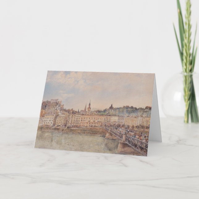 Cartão Vista de Salzburgo (por Rudolf von Alt) (Frente)