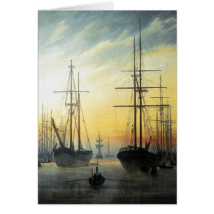 Cartão Vista de um porto - Caspar David Friedrich