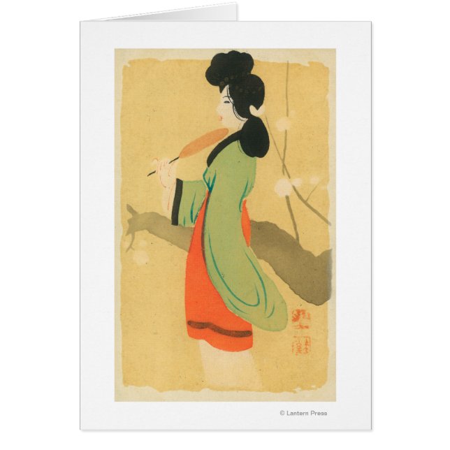 Cartão Vista de uma japonesa em Paris, França (Frente)