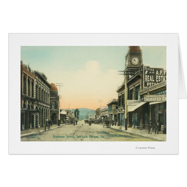Cartão Vista de uma rua comercial San Luis Obispo, CA (Frente Horizontal)