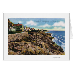Cartão Vista de Union Bluffs Rocks e Surf em York