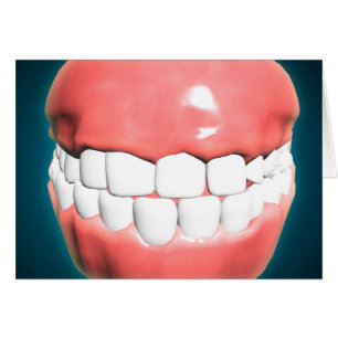 Cartão Vista dianteira da boca humana com dentes e gomas