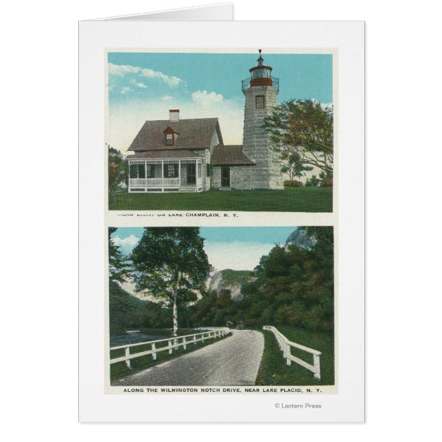 Cartão Vista do Farol do Lago Champlain (Frente)