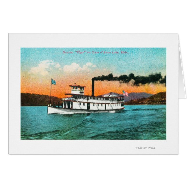 Cartão Vista do Navio a vapor no lago (Frente Horizontal)