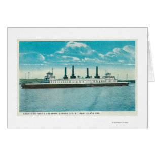 Cartão Vista do Navio a vapor SP Contra CostaPort Costa,