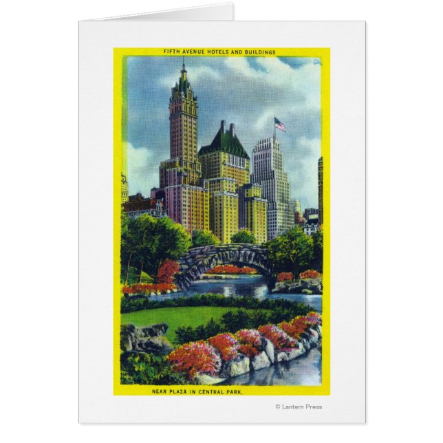Cartão Vista do Parque Central da NYC de Hotéis 5 Ave (Frente)