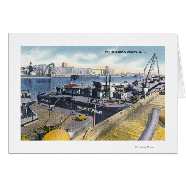 Cartão Vista do Porto de Albany, SS Iroquois em (Frente Horizontal)