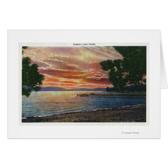 Cartão Vista do Sunset da Linha Shoreline com Pier (Frente Horizontal)