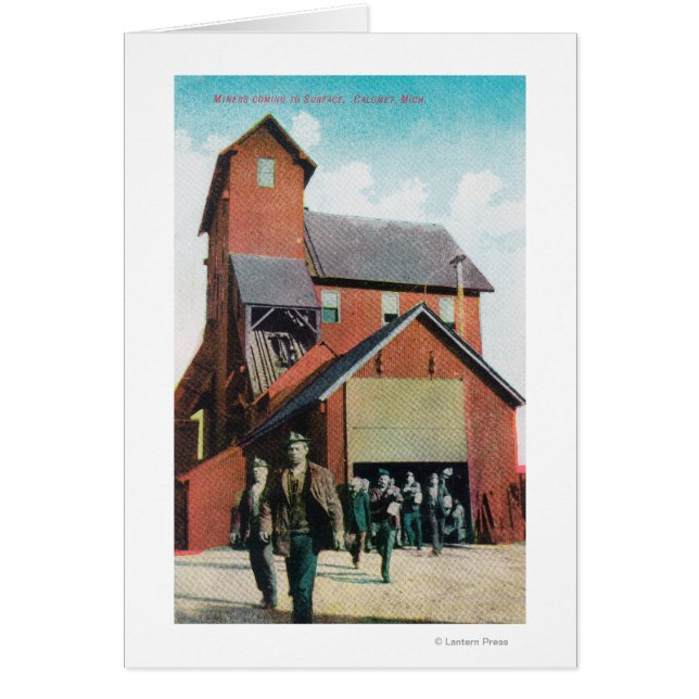 Cartão Vista Exterior de uma Mina, Trabalhadores Saindo (Frente)