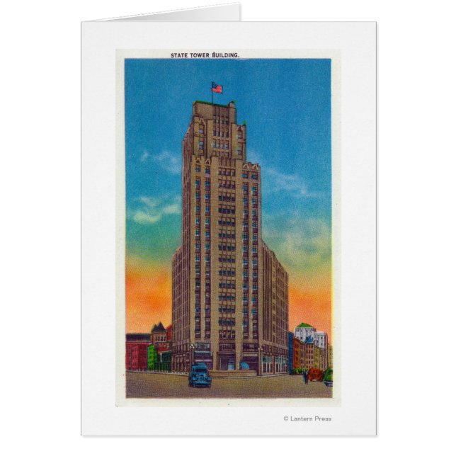 Cartão Vista Exterior do Edifício em Torre Estatal (Frente)