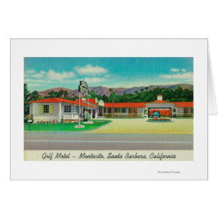 Cartão Vista exterior do motel do golfe, Montecito