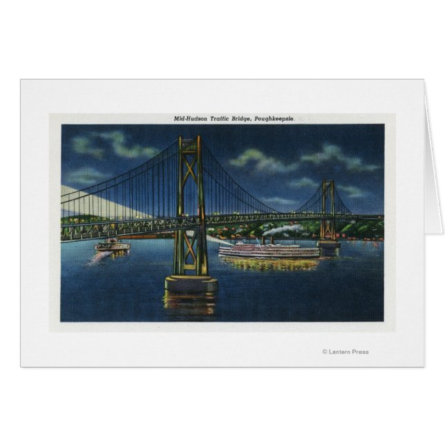 Cartão Vista Noturna da Ponte de Tráfego de Médio-Hudson (Frente Horizontal)