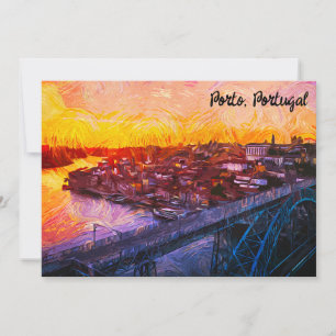Cartão Vista Panorâmica em Aquarela do Porto Portugal