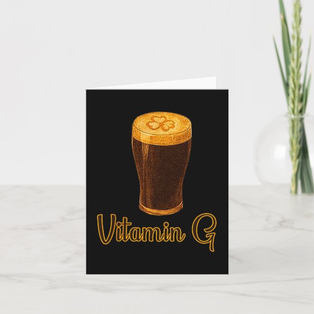 Cartão Vitamin Beer Lucky Shamrock Funny Patrick’s Day Me (Frente)