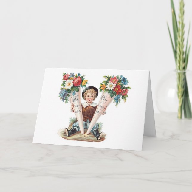 Cartão vitoriano de saudação do Dia de as mães. (Frente)