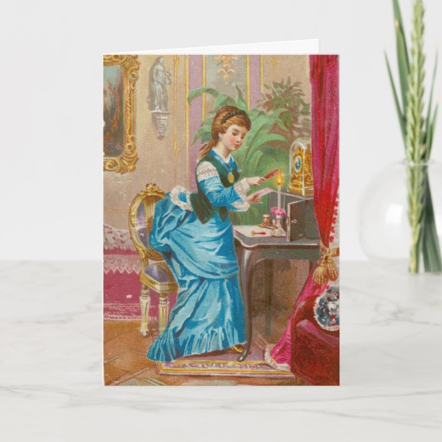 Cartão Vitoriano encorajando poema "Se alguém provar frac (Frente)