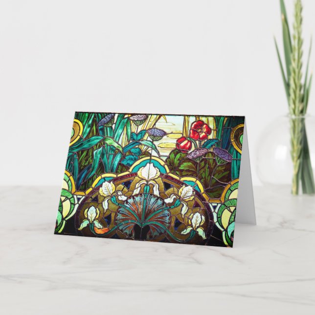 Cartão Vitral do nouveau da arte floral (Frente)