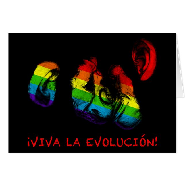 Cartão viva a evolução! chimpanzés arco-íris (Frente Horizontal)