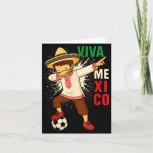 Cartão Viva México menino futebol mexicano dabbing poncho