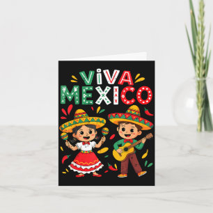 Cartão Viva México menino menina guitarra independência m