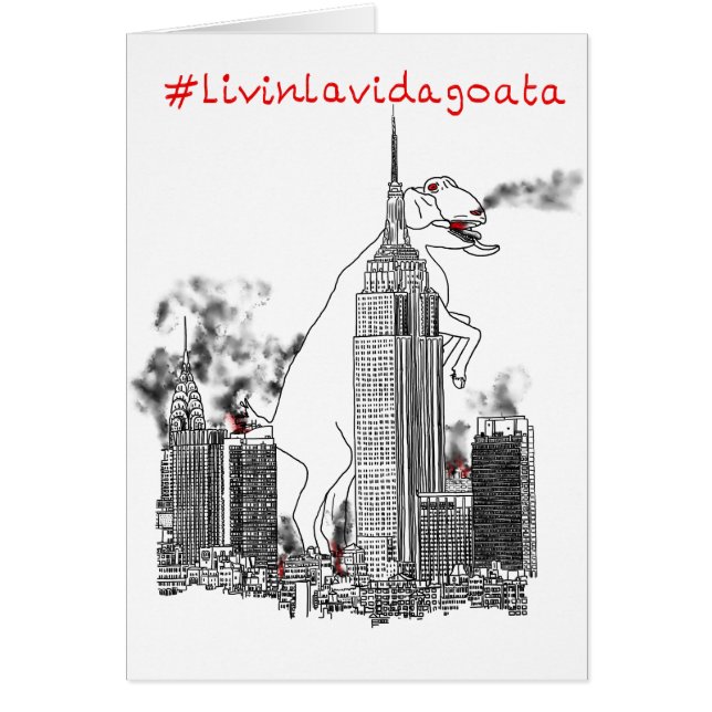 Cartão Vivendo a Vida Cabra Gritando Cabra Slogan de Nova (Frente)