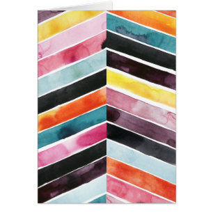 Cartão Vívido Watercolor Chevron I