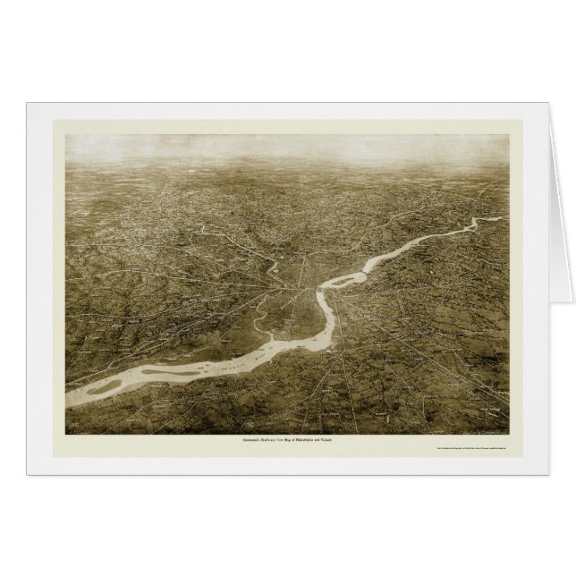 Cartão Vizinhança de Philadelphfia, mapa panorâmico do PA (Frente Horizontal)