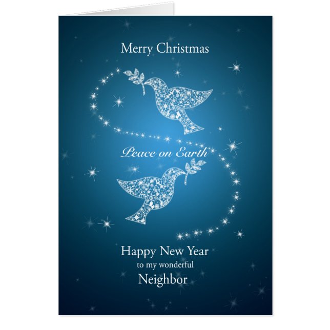 Cartão Vizinho, pombas do Natal da paz (Frente)