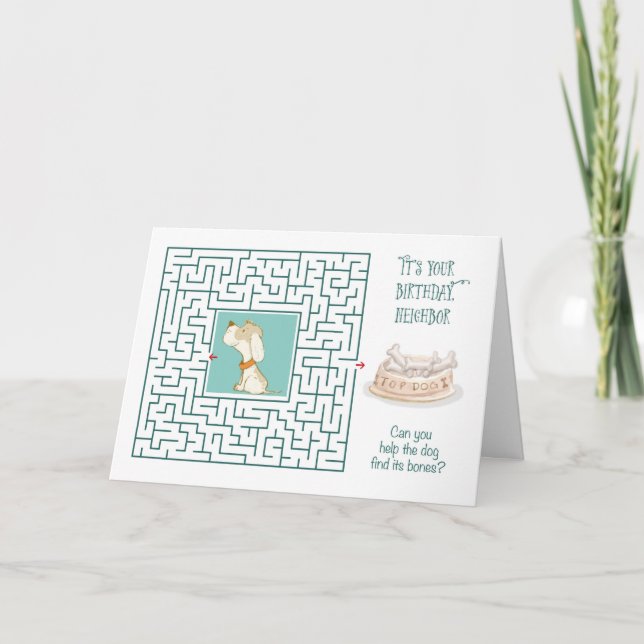 Cartão Vizinho, Quebra-cabeça de Maze de Aniversário Incr (Frente)