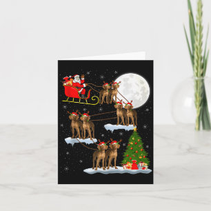 Cartão Vizsla Cachorro Papai Noel Trenó Voador Divertido 