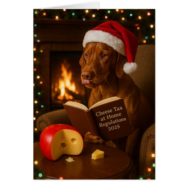 Cartão Vizsla 'Cheese Tax' Christmas card (Frente)