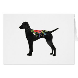 Cartão Vizsla Dog Breed Boho Foral Silhouette Card
