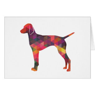 Cartão Vizsla Dog Geométrico Patterna Silhouette Multicar