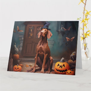 Cartão Vizsla Pumpkins Halloween Scary
