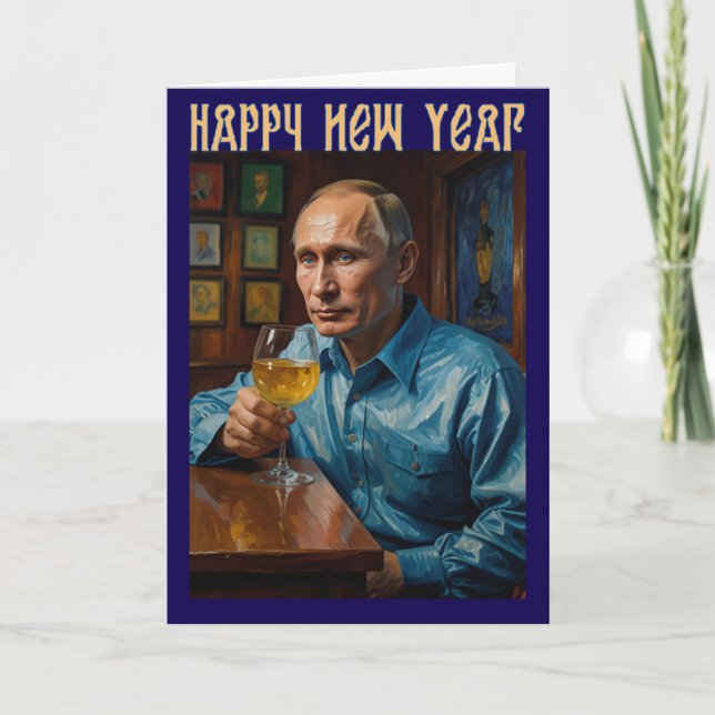 Cartão Vladimir Putin Happy New Year Card Russian (Frente)