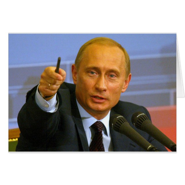Cartão Vladimir Putin quer dar um biscoito a esse homem! (Frente Horizontal)