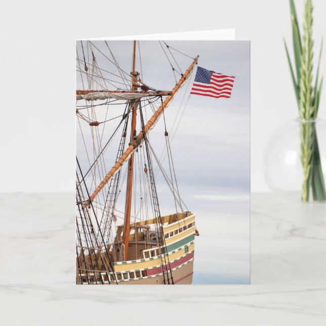 Cartão Voando orgulhosamente sobre Mayflower II (Frente)