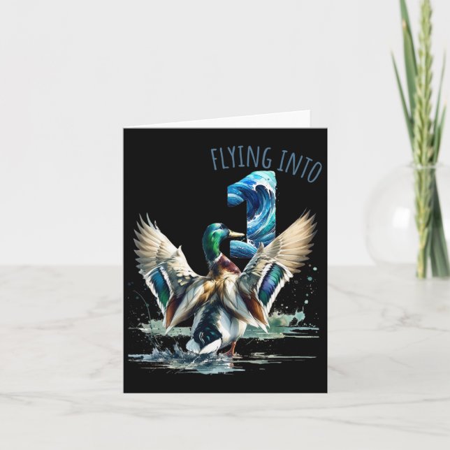 Cartão Voando para 1 Duck Hunting primeiro aniversario Pa (Frente)