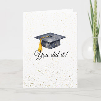 Cartão Você Conseguiu Graduação Aquarela Gorro de Formatu