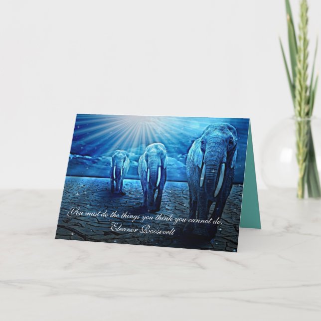 Cartão "Você deve fazer as coisas" elefantes inspiradores (Frente)