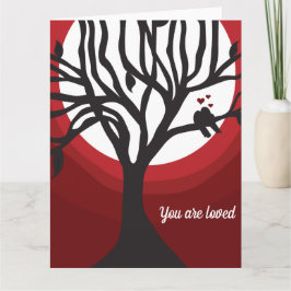 Cartão Você É Adorado Pássaros Adorados, Vermelho Negro