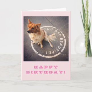 Cartão VOCÊ É BONITO • FELIZ ANIVERSARIO! (rosa)