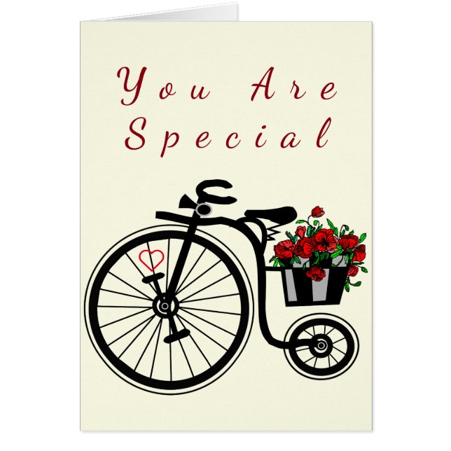 Cartão Você é especial - bicicleta romântica (Frente)