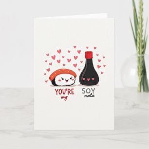 Cartão Você É Meu Parceiro de Soja Carta de Amor de Sushi