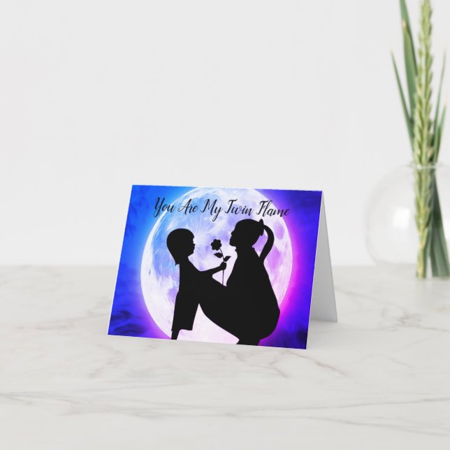 Cartão Você É Minha Chama Gêmea Mãe e Filha Lua (Frente)