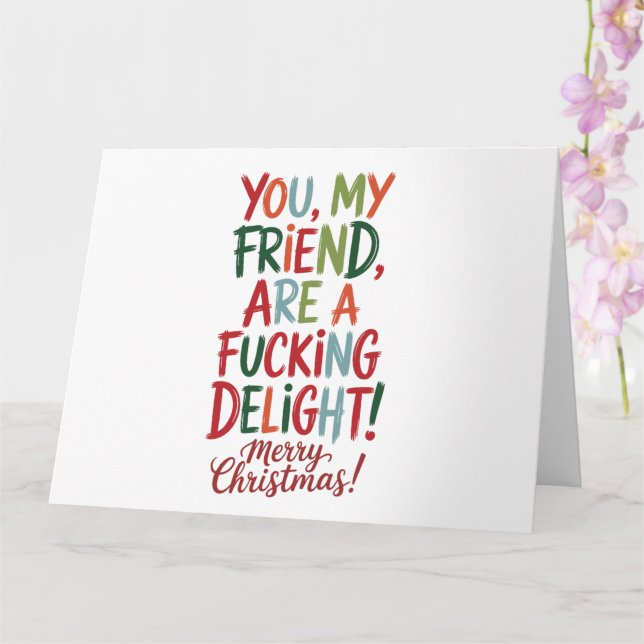 Cartão Você é um prazer fodástico Natal Feliz BFF (Orquídea)