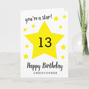 Cartão Você é uma estrela 13º Aniversário