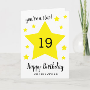 Cartão Você é uma estrela 19º Aniversário