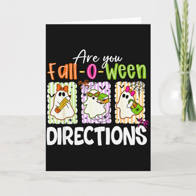 Cartão Você é uma Professora Fantasma Fofa Direções Fall- (Frente)